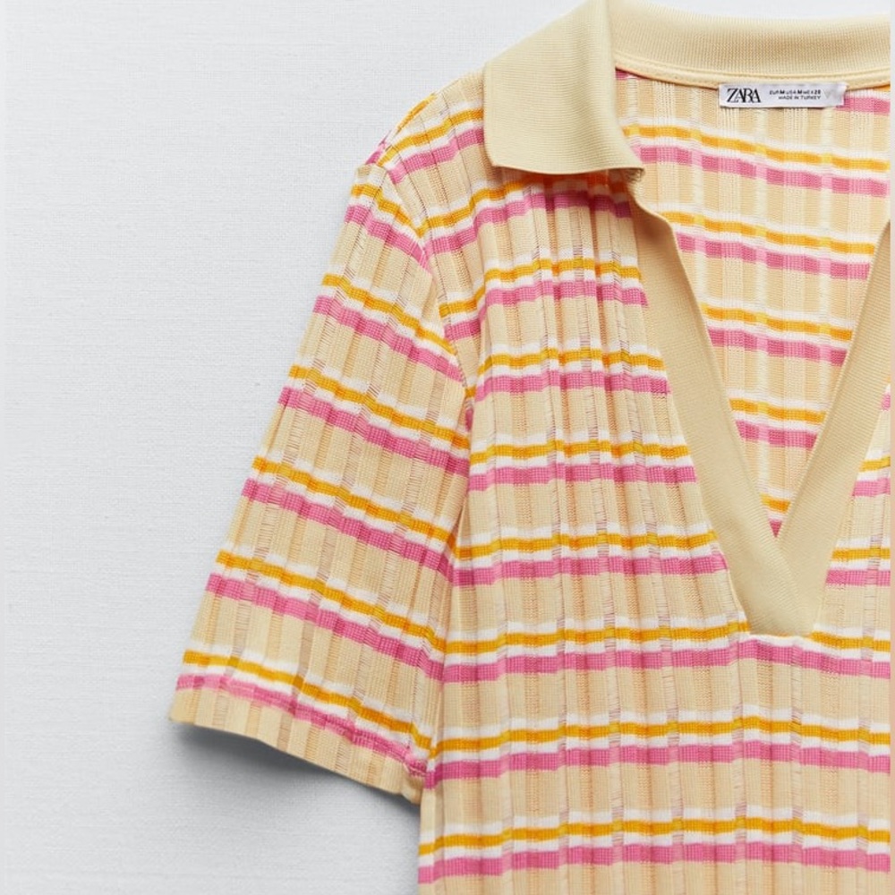 Zara Striped Dress with Polo Collar - Picture 6 of 14